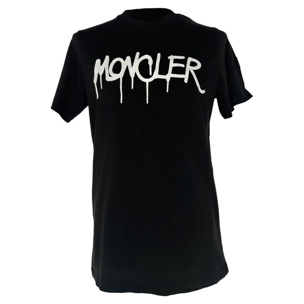 Moncler Graffiti Logo-Print T-Shirt in Black Cotton